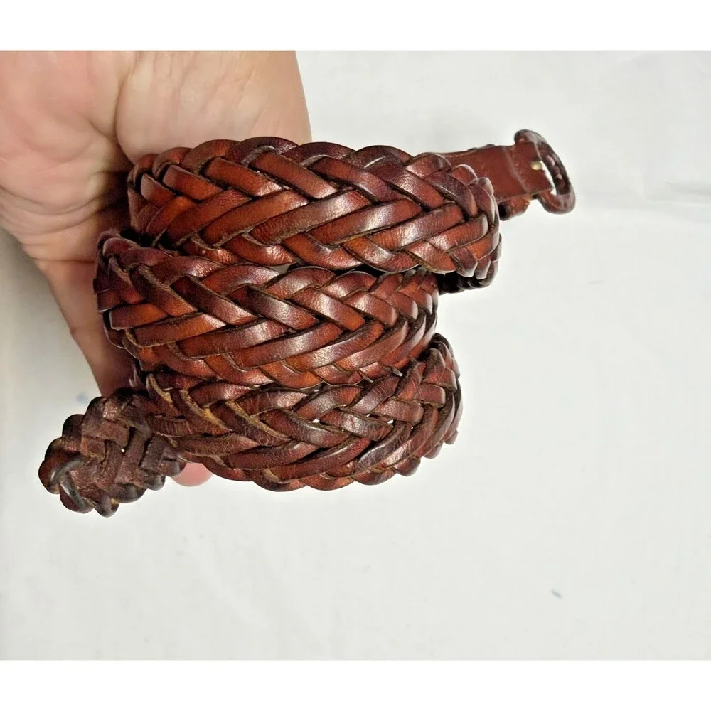 PMen’s Brown Braided Italian Leather  Belt Size 40/42